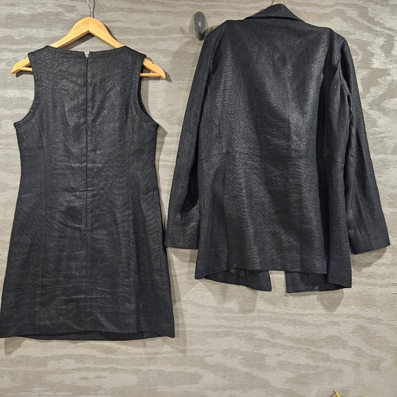 Gap SZ 6 100% Linen Black Career Sheath Dress With Matching Jacket Blazer - Picture 2 of 15